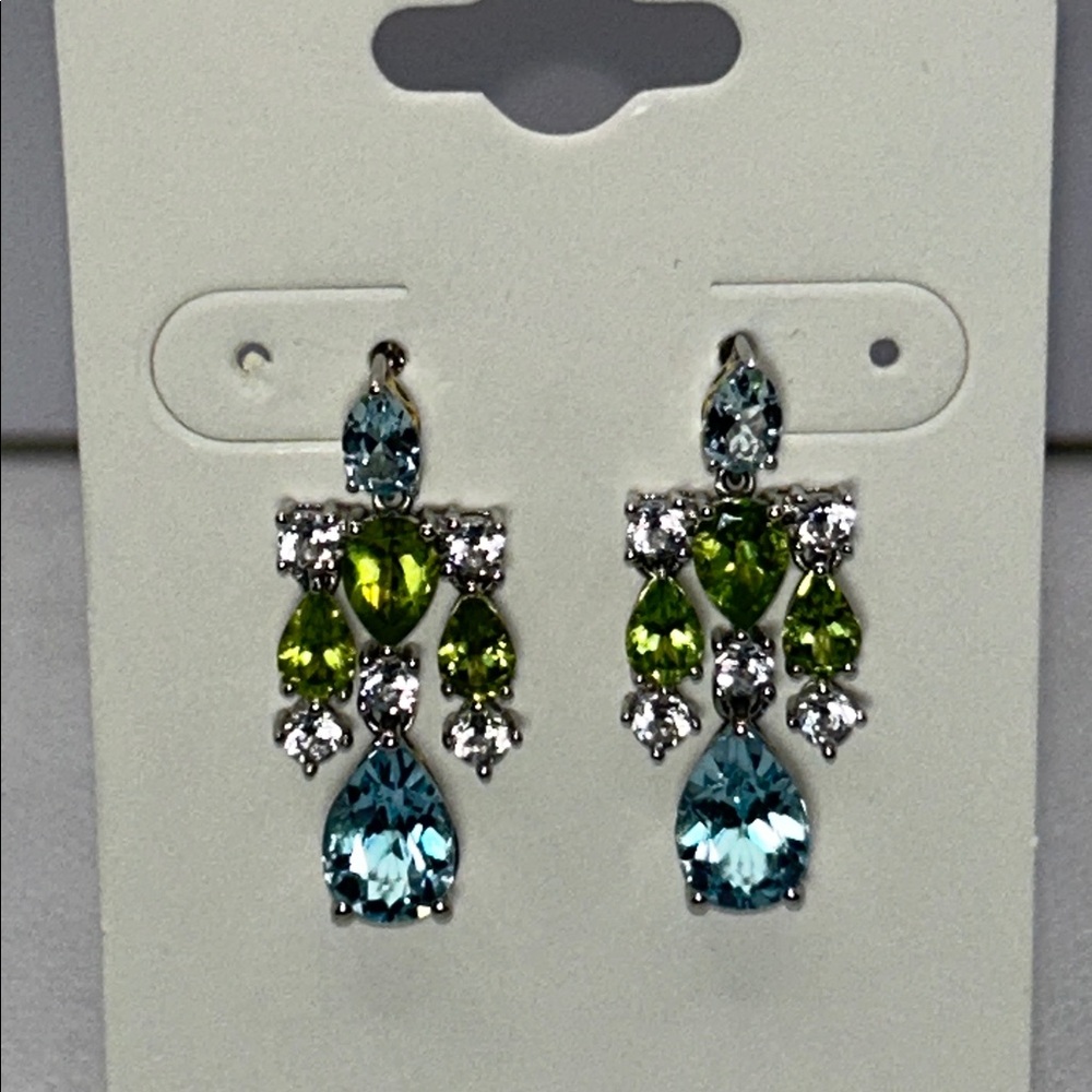 NWOT Gems En Vogue Genuine Palladium Multi Gemstone Dangle Earrings